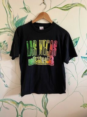 Las Vegas Neon Skyline Graphic Tee - Black